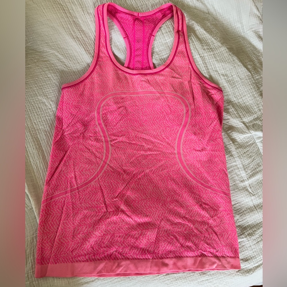 Lululemon hot pink swiftly razorback tank, size 10